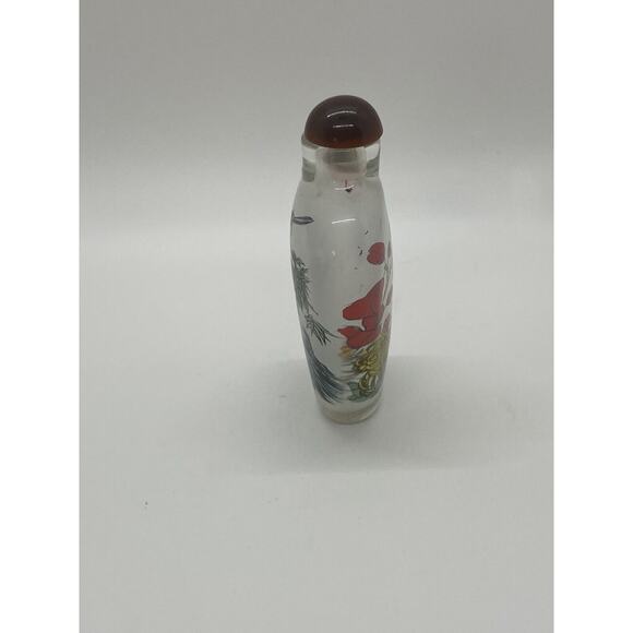 Antique Chinese Snuff Bottle Reverse Glass Painted Birds trees - Picture 11 of 12